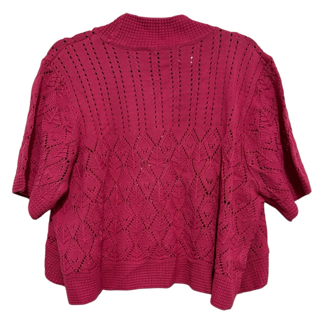Pink Cropped Cardigan Sweater - Picture 2 of 3